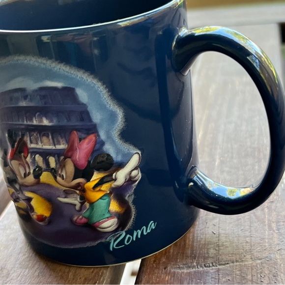 Disney Store Rome Roma Colosseum Mickey Mouse & Minnie Mouse 3D Ceramic Mug Blue - Picture 13 of 14